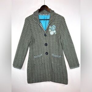 Sigrid Olsen Knit sweater coat size Medium lined, Boho, Art to Wear, colorful